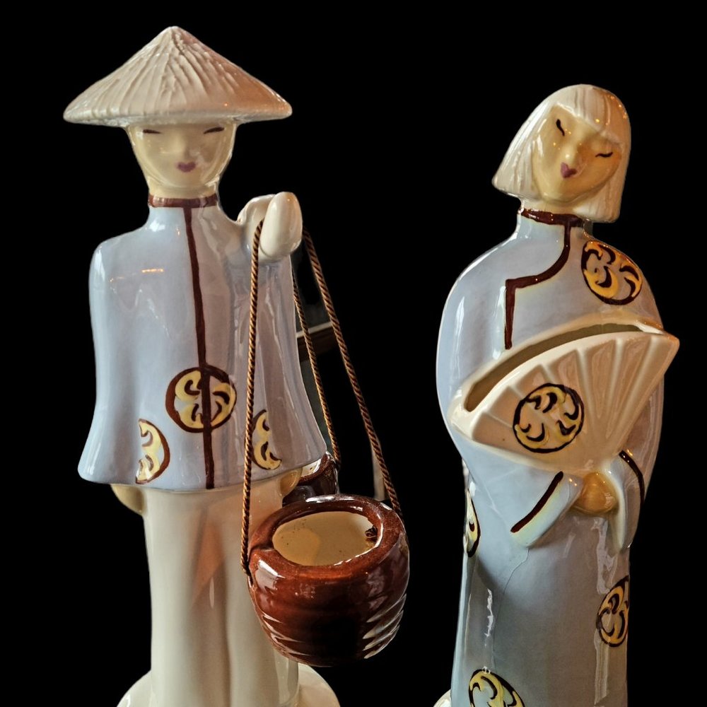 HEDI SCHOOP ORIENTAL FIGURINES California Art Pottery Asian Figurines Signed